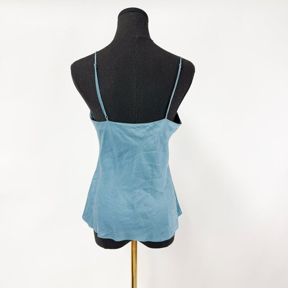 BLUE PURE SILK SLIP SHIRT - Picture 2 of 8